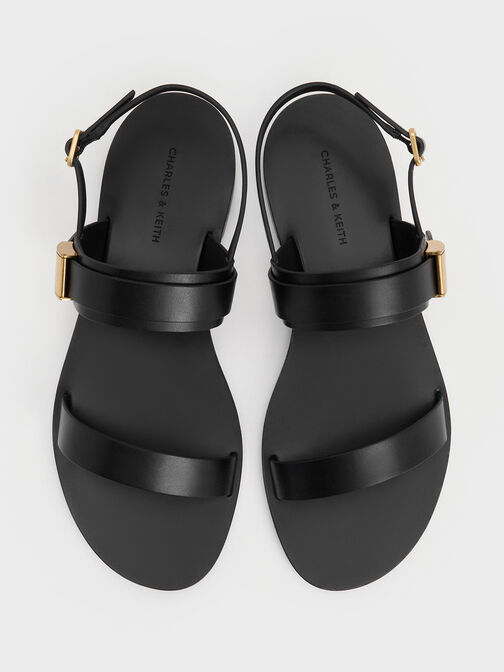 Yvette Double-Strap Sandals, Black, hi-res