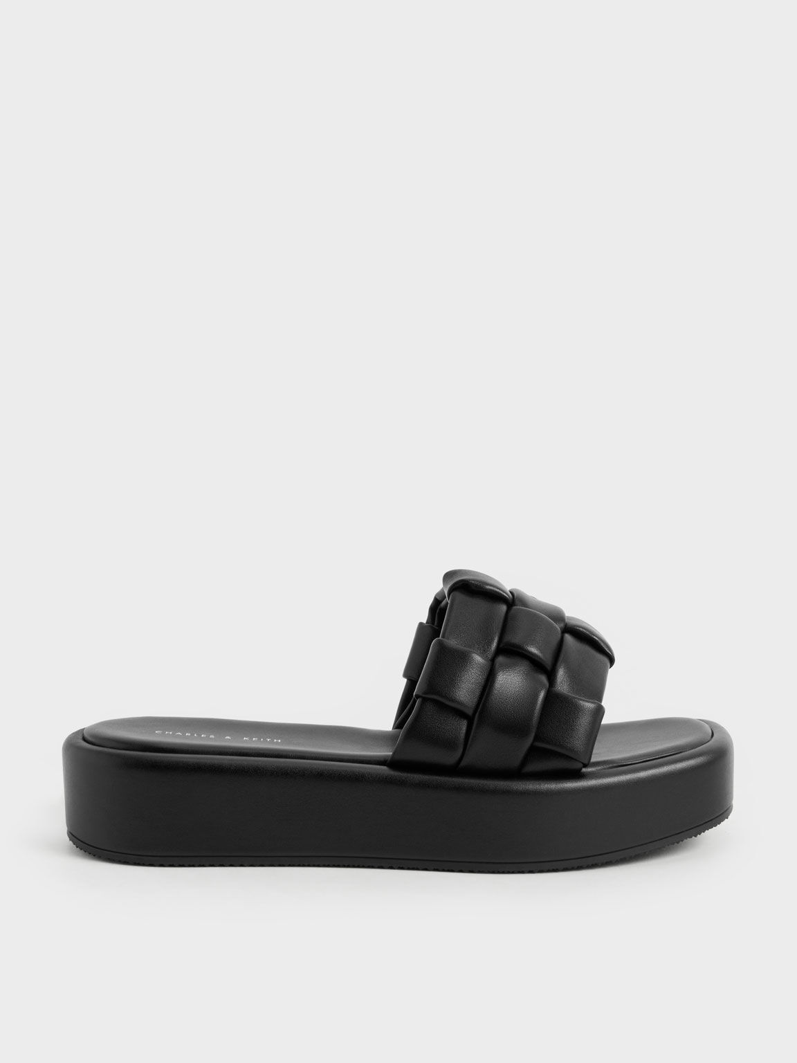 Sandalias de plataforma con tiras entretejidas, Negro, hi-res