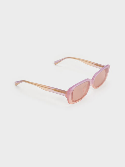 Aubrey Rectangular Recycled Acetate Sunglasses, Jelly Pink, hi-res