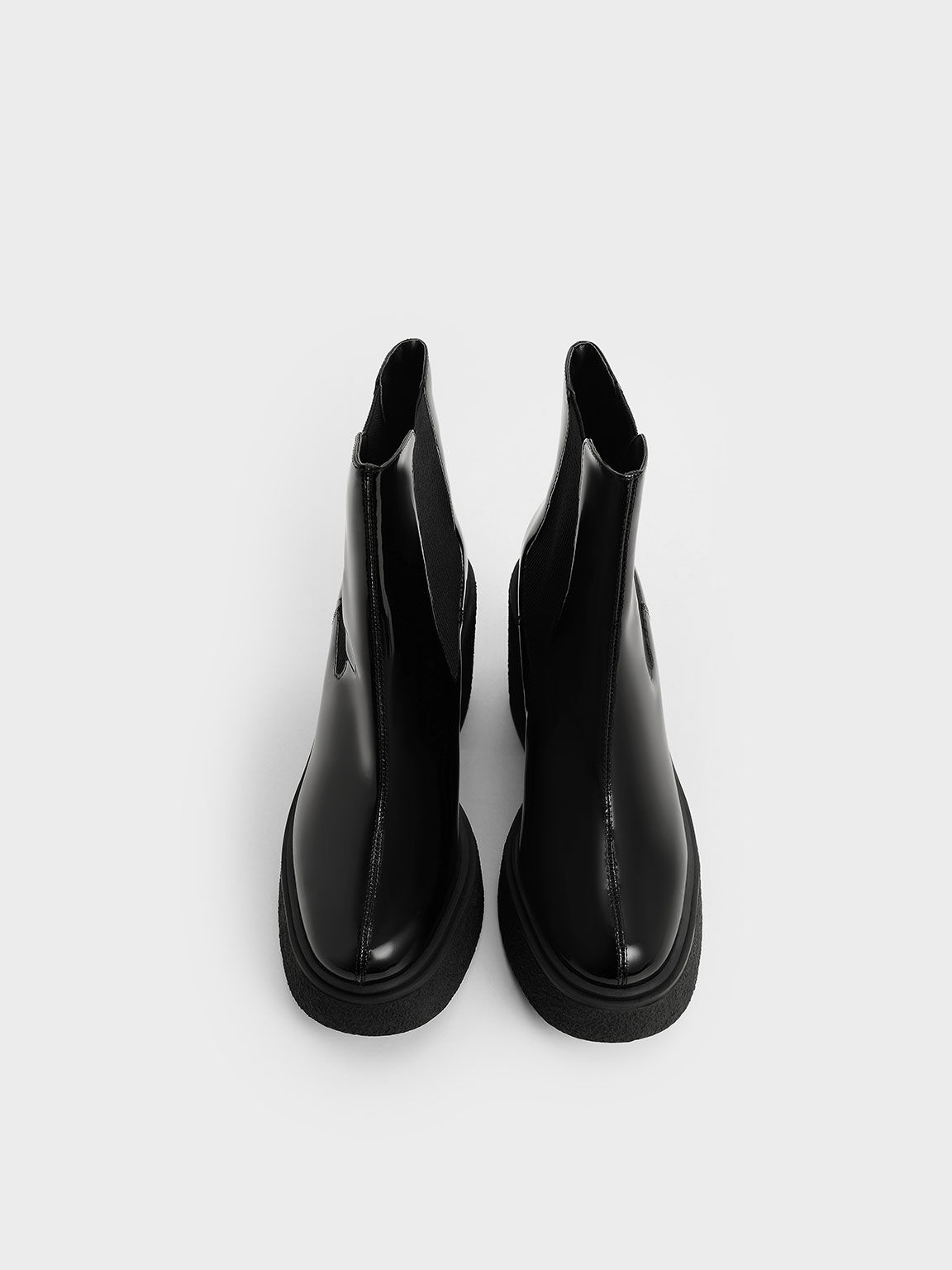 Black Odette Patent Leather Chelsea Platform Boots CHARLES