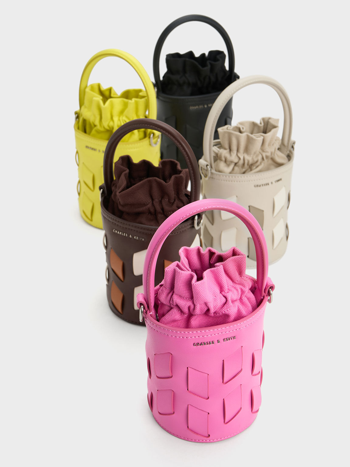 Canvas Panelled Bucket Bag, Yellow, hi-res