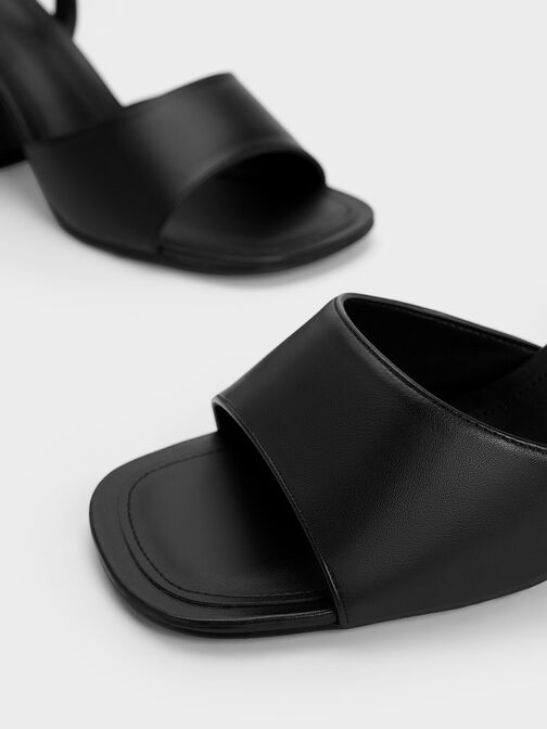 Chunky Block Heel Sandals, Black, hi-res