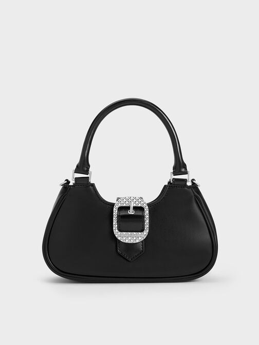 Double Top Handle Structured Bag - Ultra-Matte Black