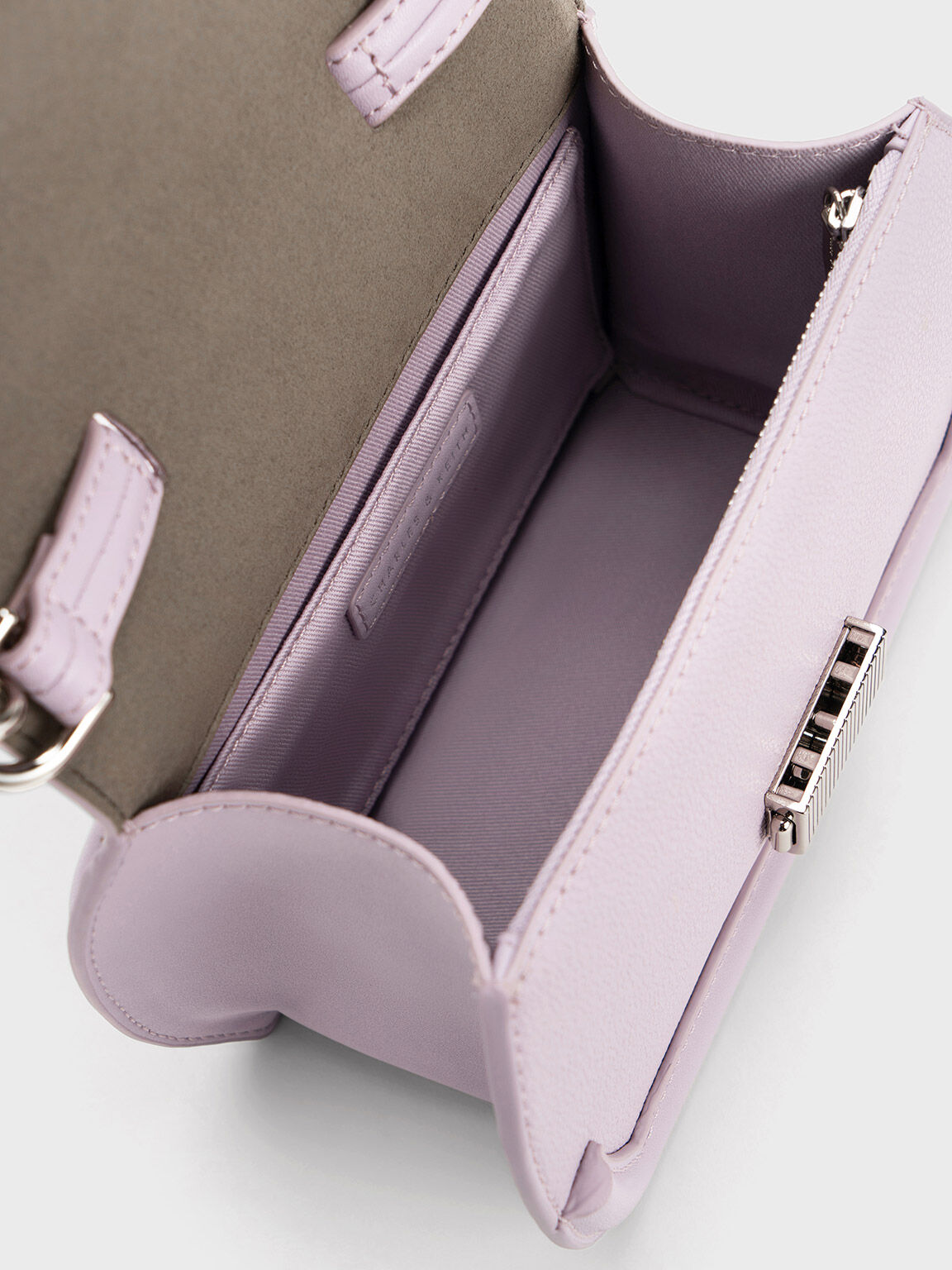 Leona 金屬壓釦手提包, 紫丁香色, hi-res