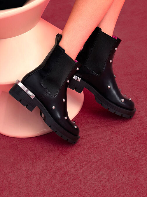 Lotso Studded Chelsea Boots, Black, hi-res