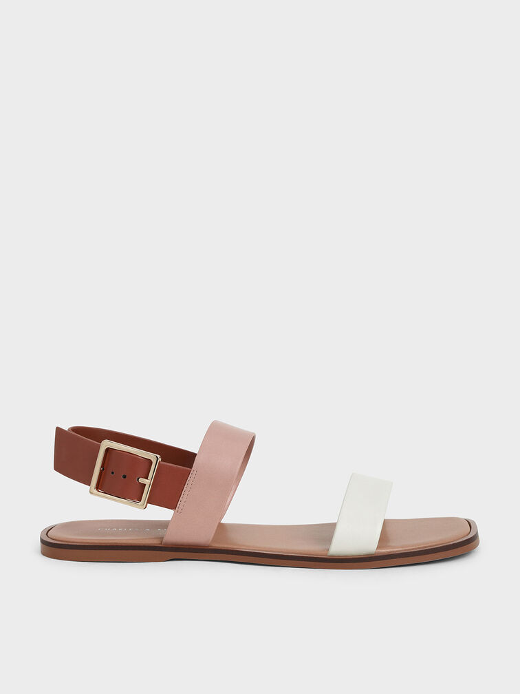 Buckle Ankle Strap Flat Sandals, Multi, hi-res