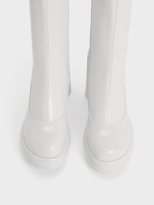 Darcy Patent Platform Ankle Boots, White, hi-res