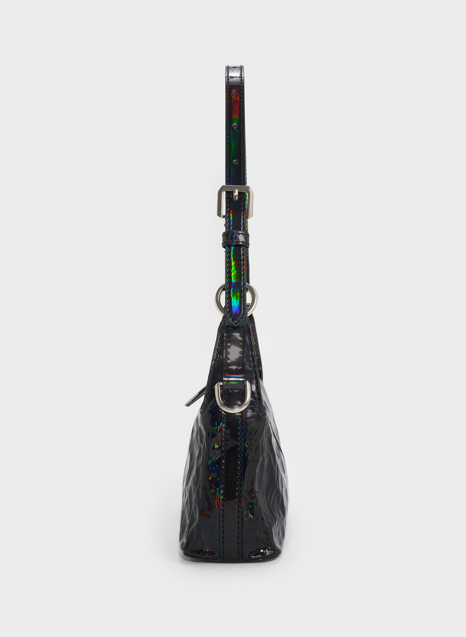Lark Patent Crinkle-Effect Shoulder Bag, Prism Noir, hi-res