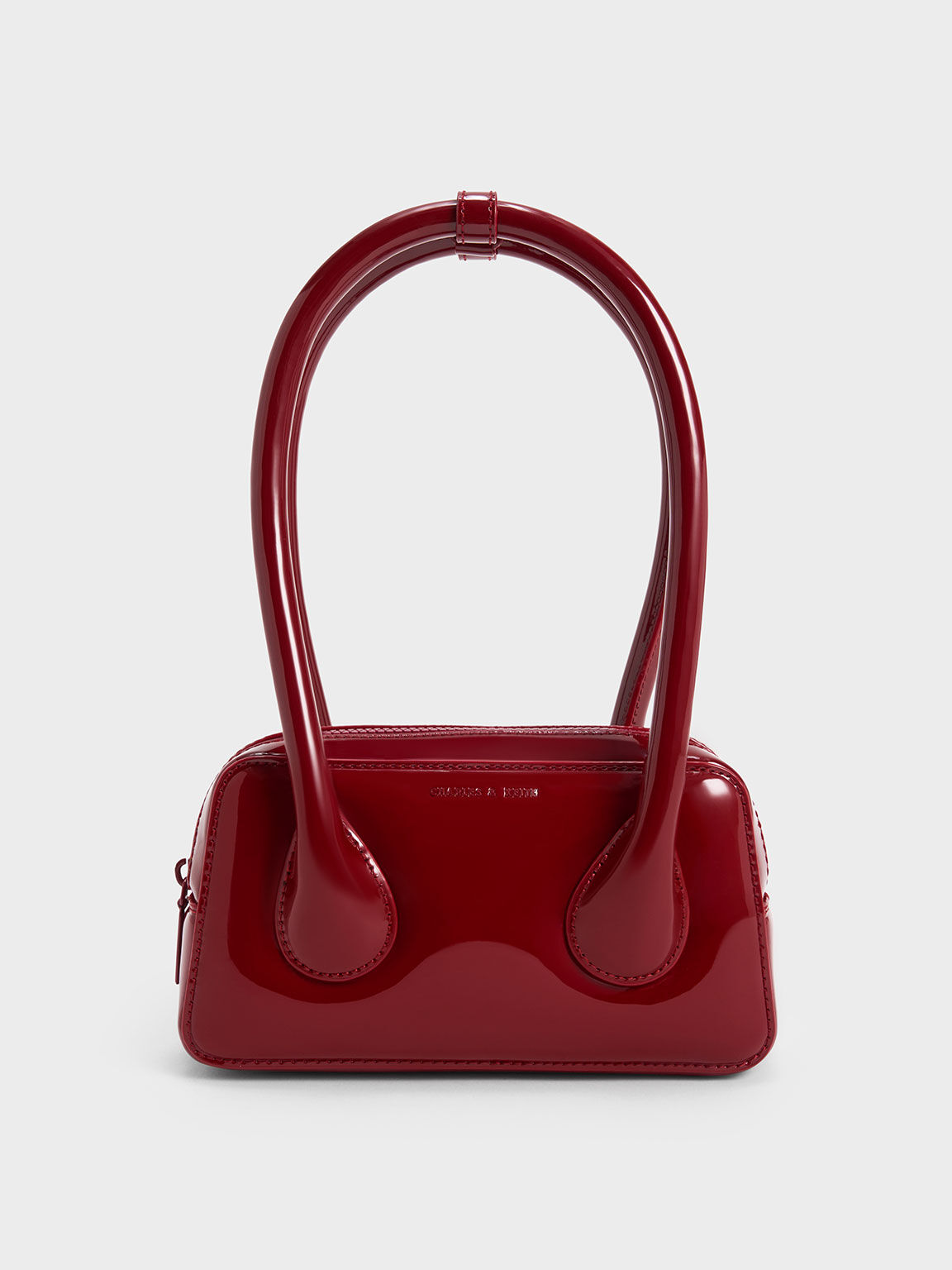 Red Lula Patent Double Handle Bag - CHARLES KEITH