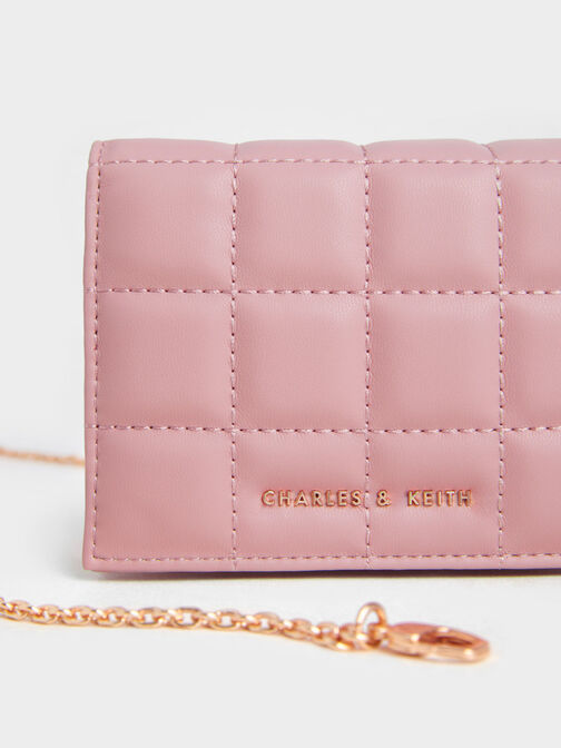 Quilted Mini Short Wallet, Pink, hi-res