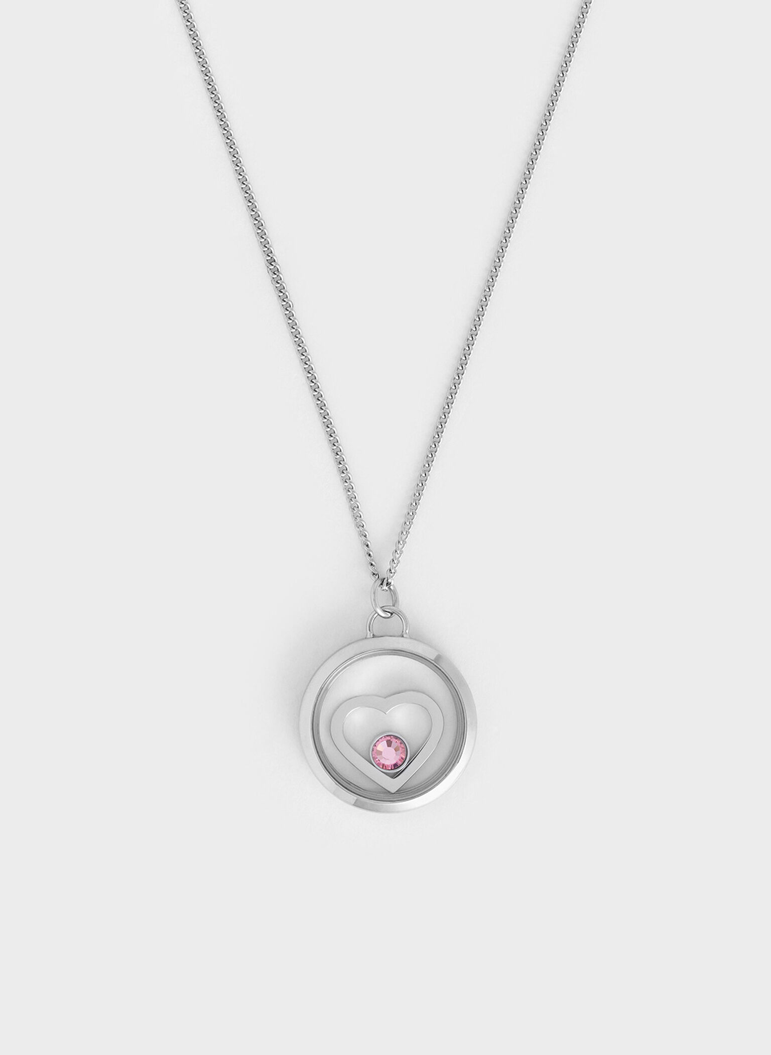 Collar de cristal Malorie tipo corazón, Plateado, hi-res