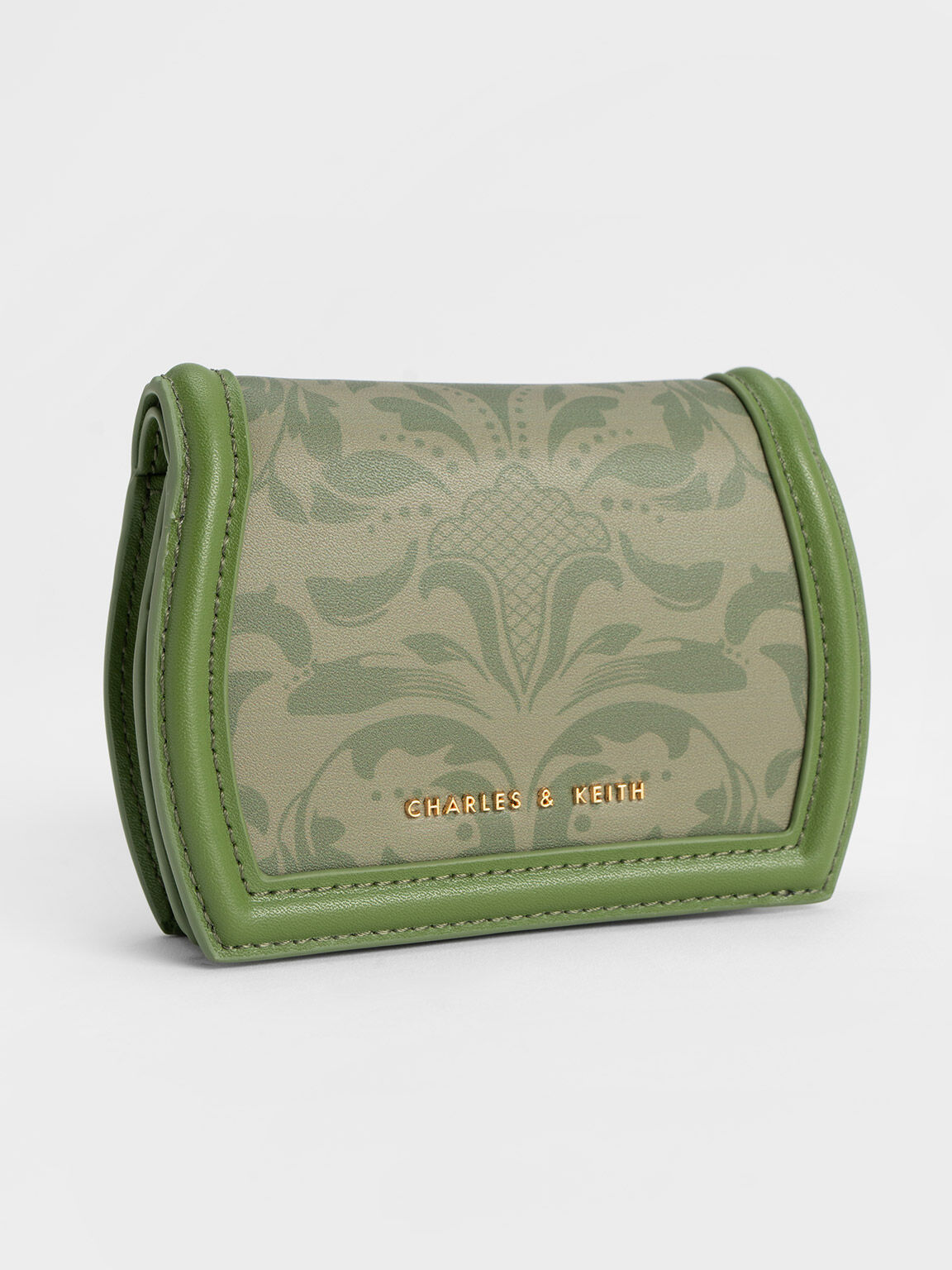 Leona Floral Textured Curved Wallet, Pistachio, hi-res