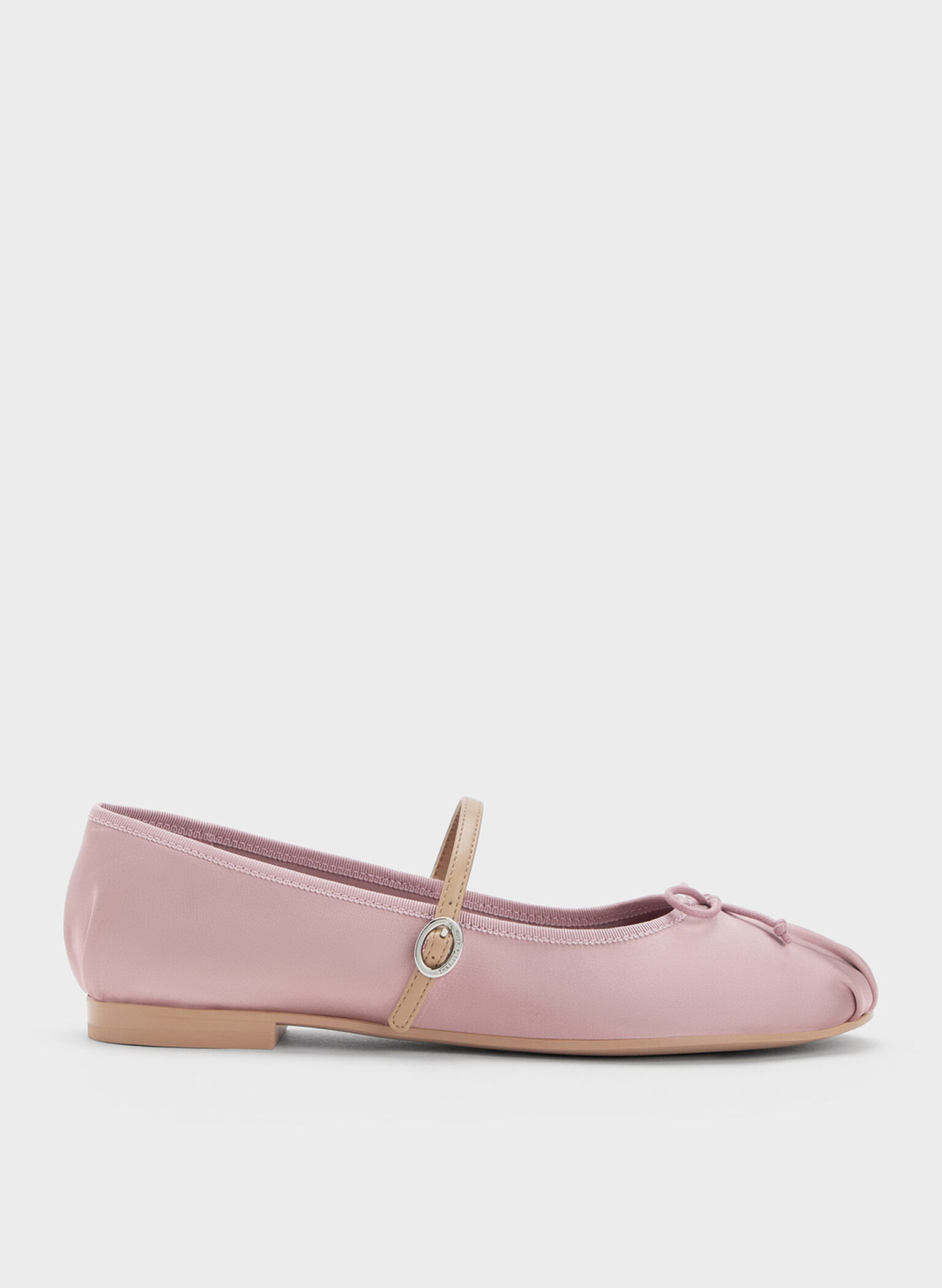Emiko Satin Bow Mary Jane Flats, Pink, hi-res