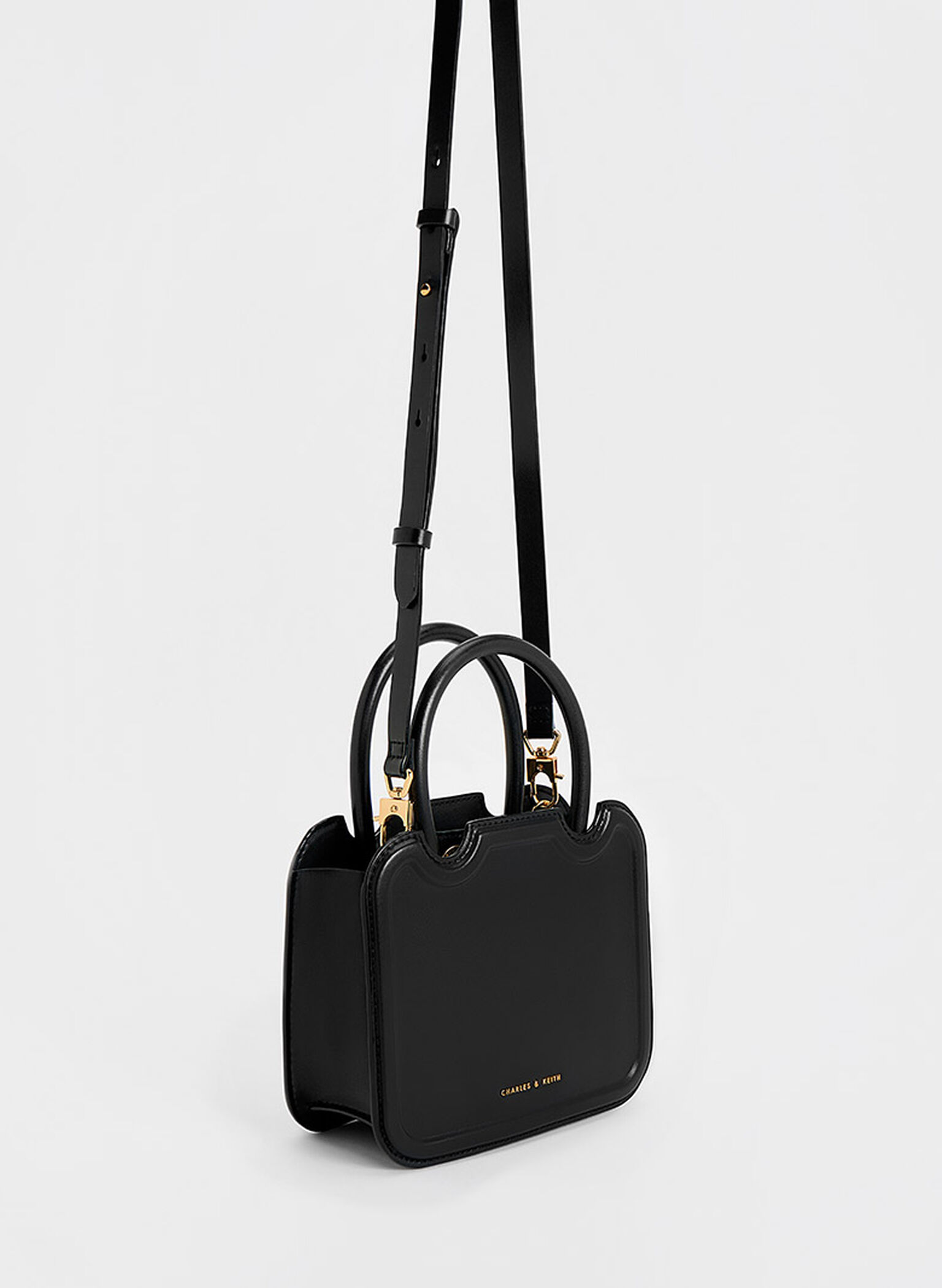 Perline Sculptural Top Handle Bag, Black, hi-res