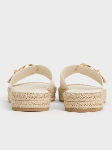 Sandales espadrilles à boucle, Crème, hi-res