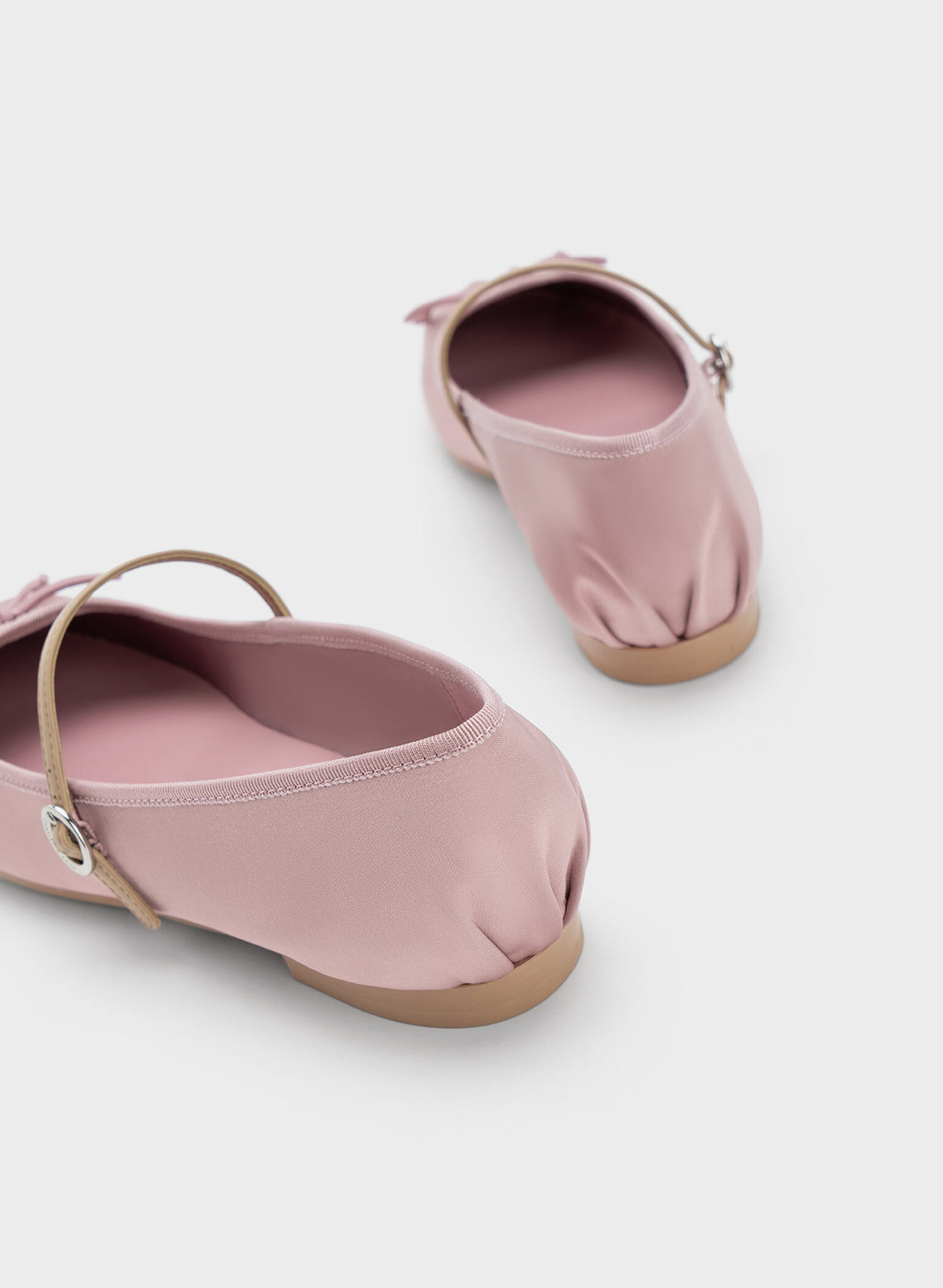 Emiko Satin Bow Mary Jane Flats, Pink, hi-res