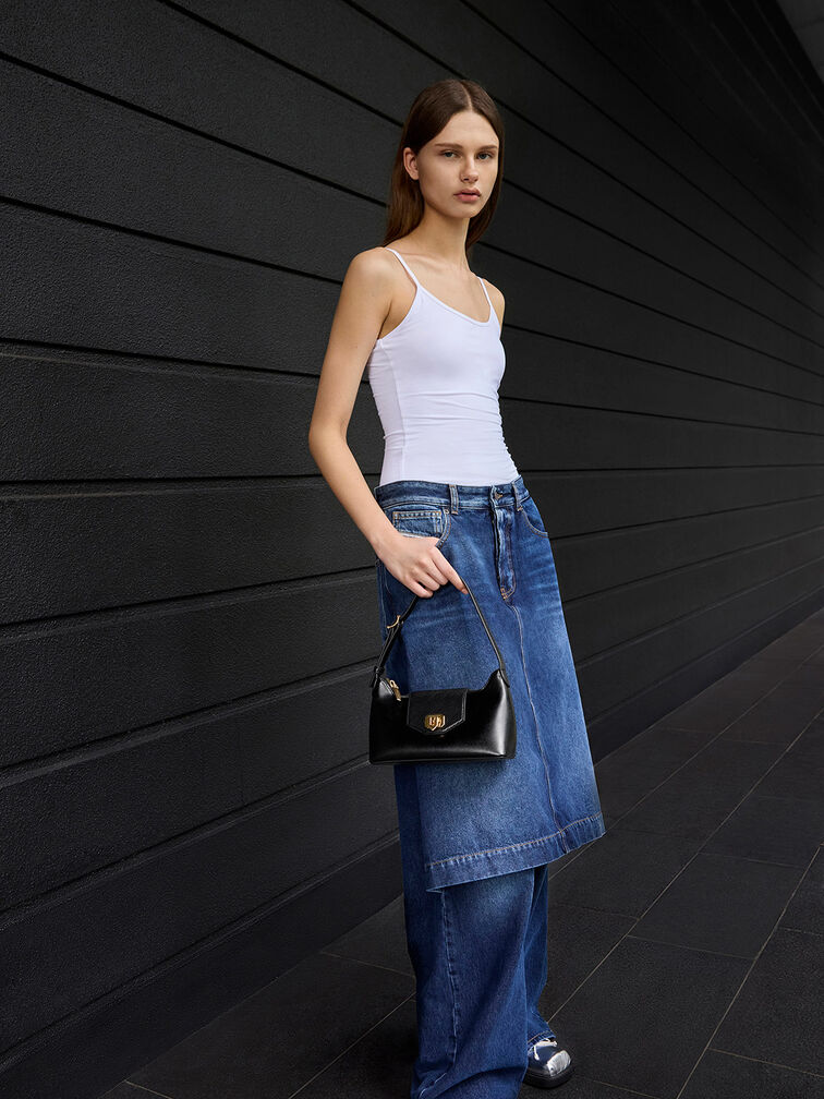 Arwen Belted Shoulder Bag, Black, hi-res