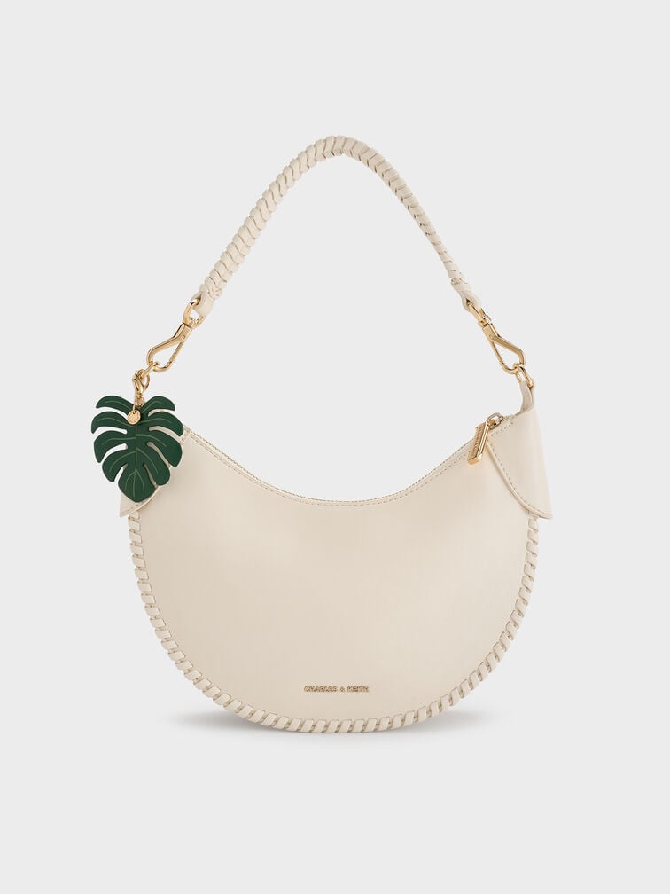 Blume Braided Curved Hobo Bag, Cream, hi-res