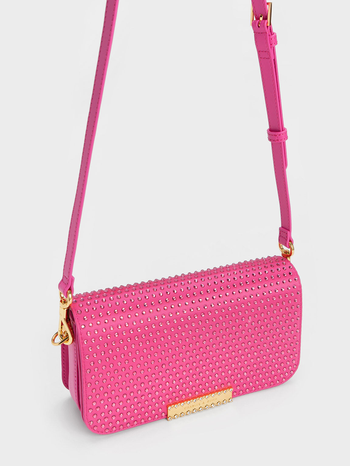 Embellished Chain Strap Bag Fuchsia