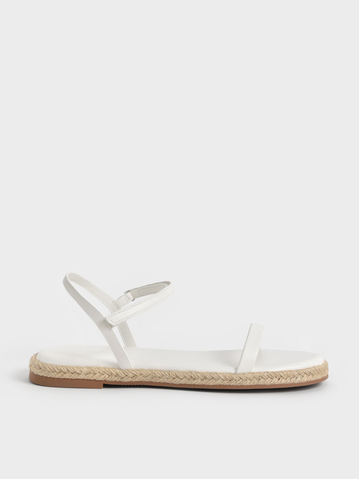 Ankle-Strap Flat Espadrille Sandals, White, hi-res