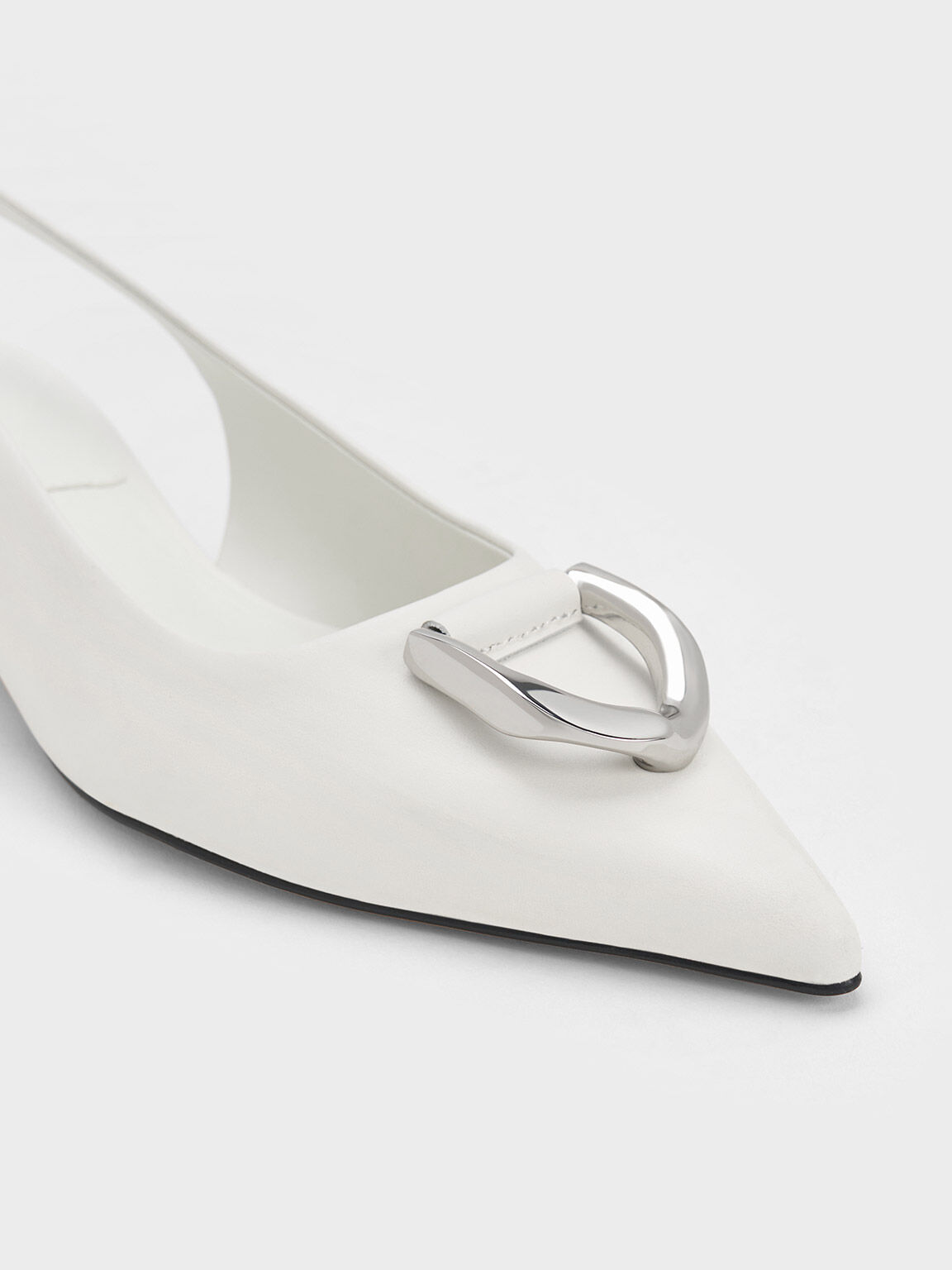 Gabine Leather Slingback Pumps White