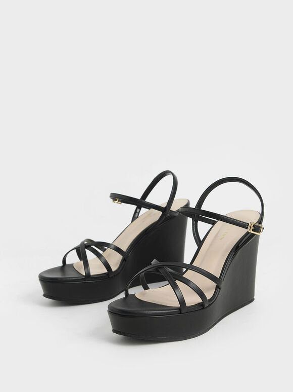 charles and keith black wedges