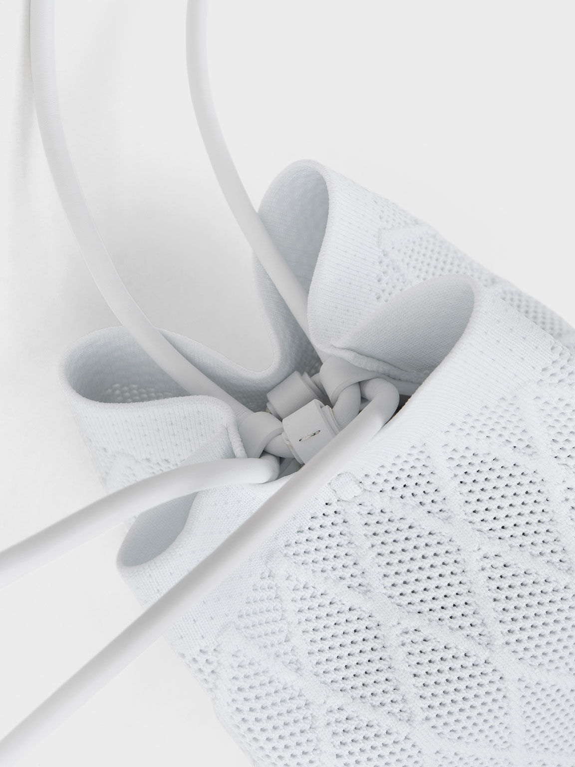 Genoa Knitted Drawstring Bag, White, hi-res