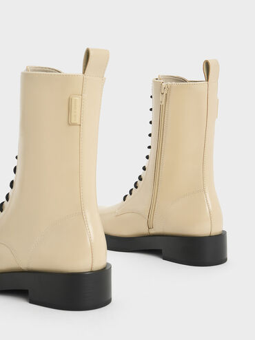 Lace-Up Calf Boots, Chalk, hi-res