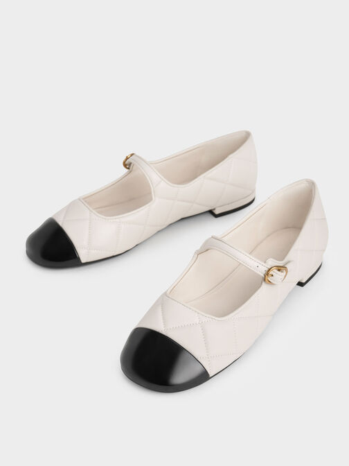 Mary Janes acolchadas con puntera, Blanco tiza, hi-res