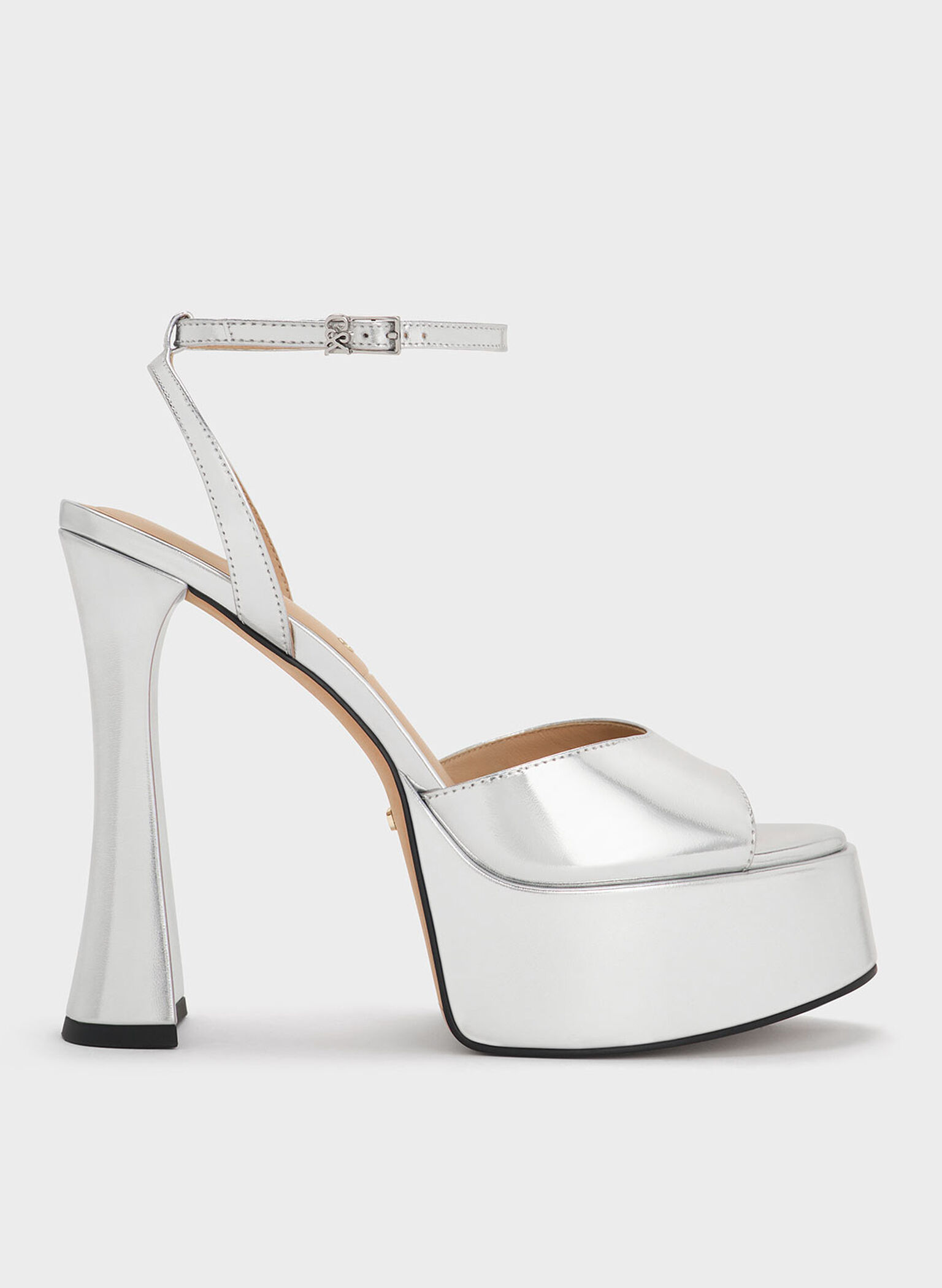 Michelle Metallic Leather Platform Sandals, Silver, hi-res
