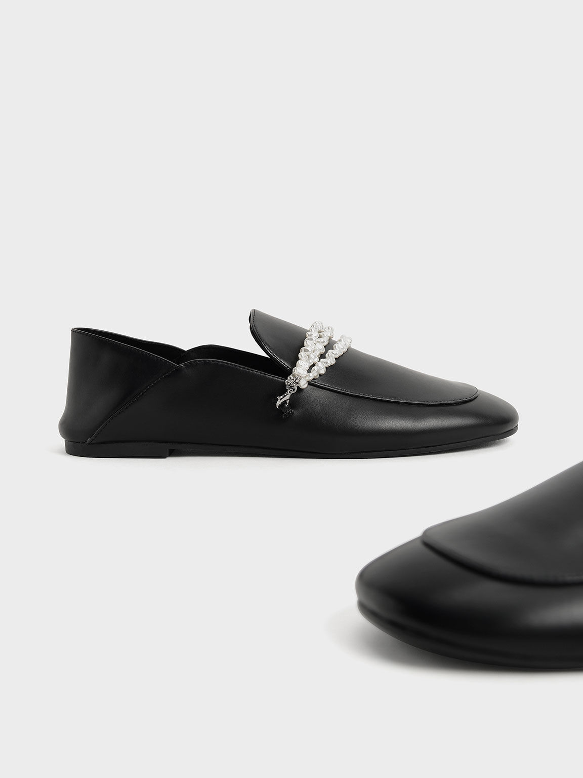 珍珠飾鍊樂福鞋, 黑色, hi-res