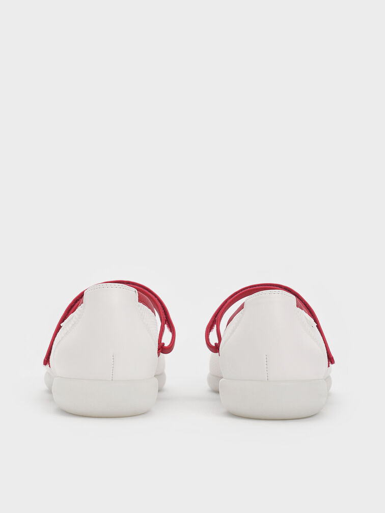 Mesh Contrast-Trim Mary Jane Sneakers, Red, hi-res