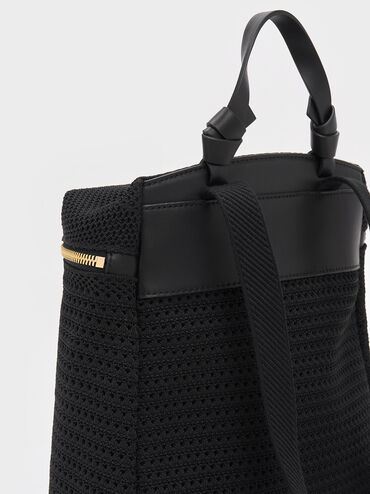 Ida Knitted Backpack, Black, hi-res