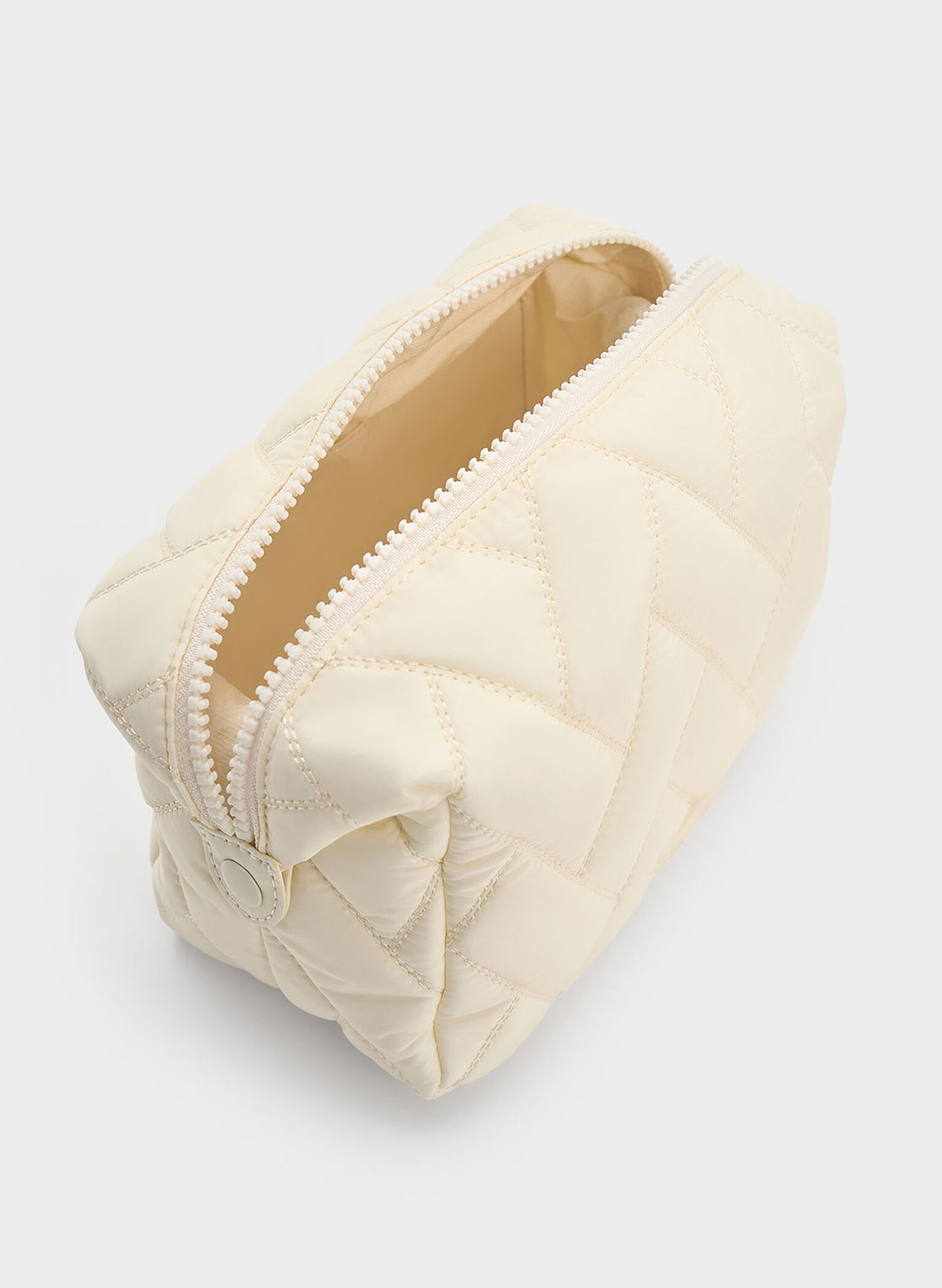 Bolsita estilo chevron de nylon, Crema, hi-res