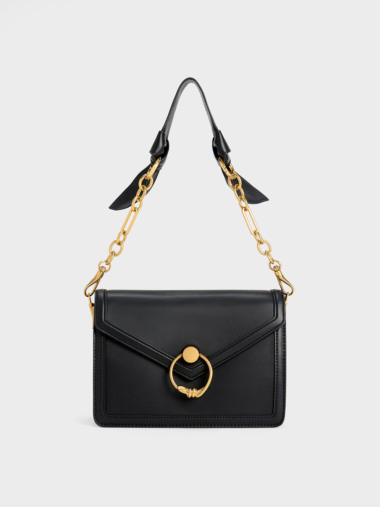Black Joelle Envelope Shoulder Bag - CHARLES & KEITH International