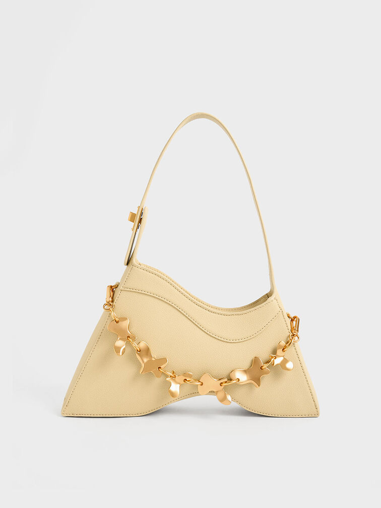 Verity Chain-Link Sculptural Bag, Beige, hi-res