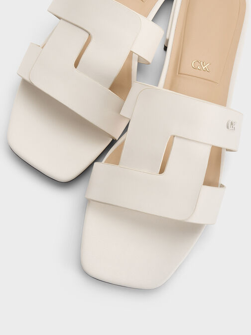 Joan Leather Slide Sandals, White, hi-res