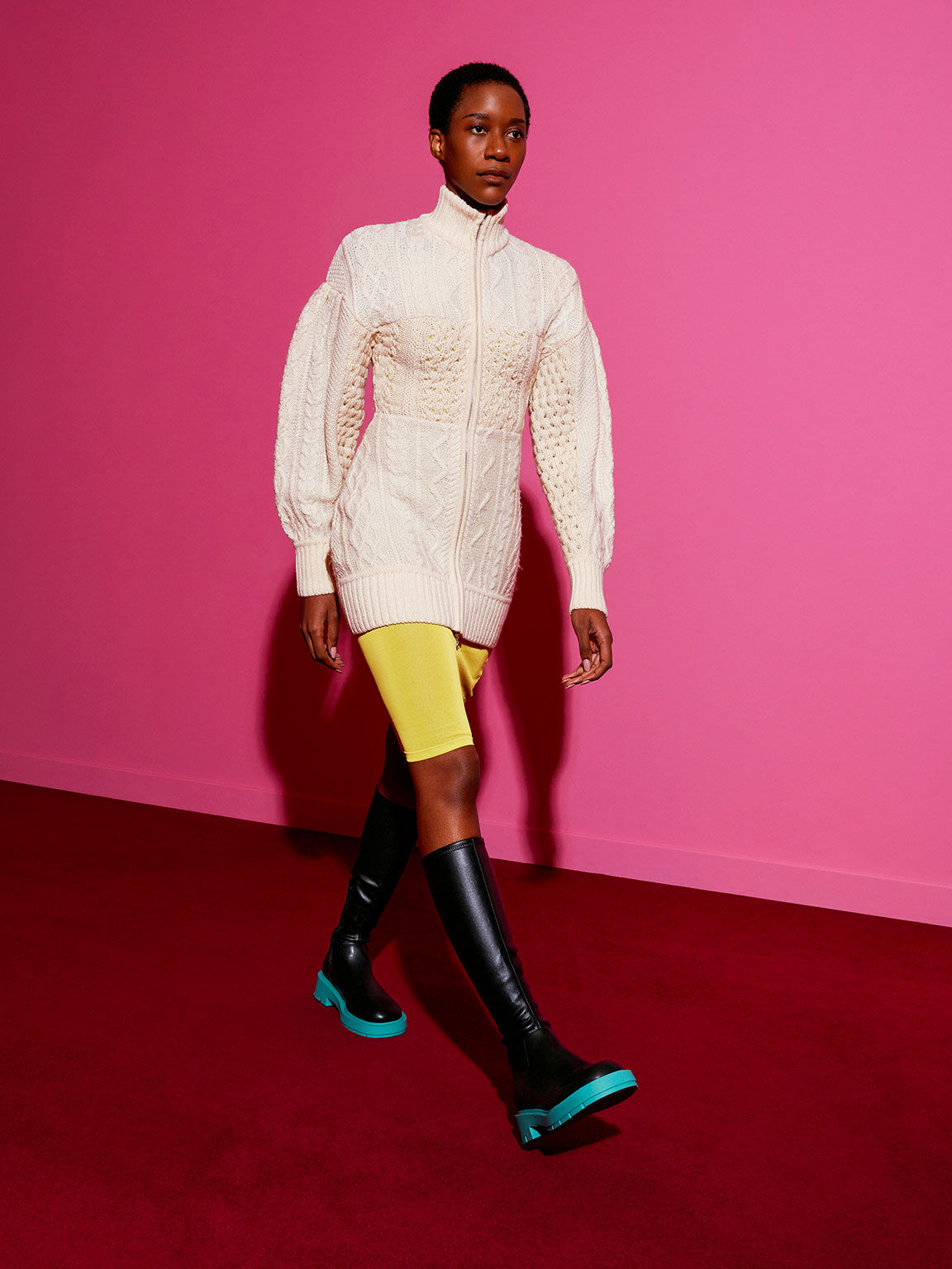 Piper Coloured Sole Knee-High Boots​, Blue, hi-res