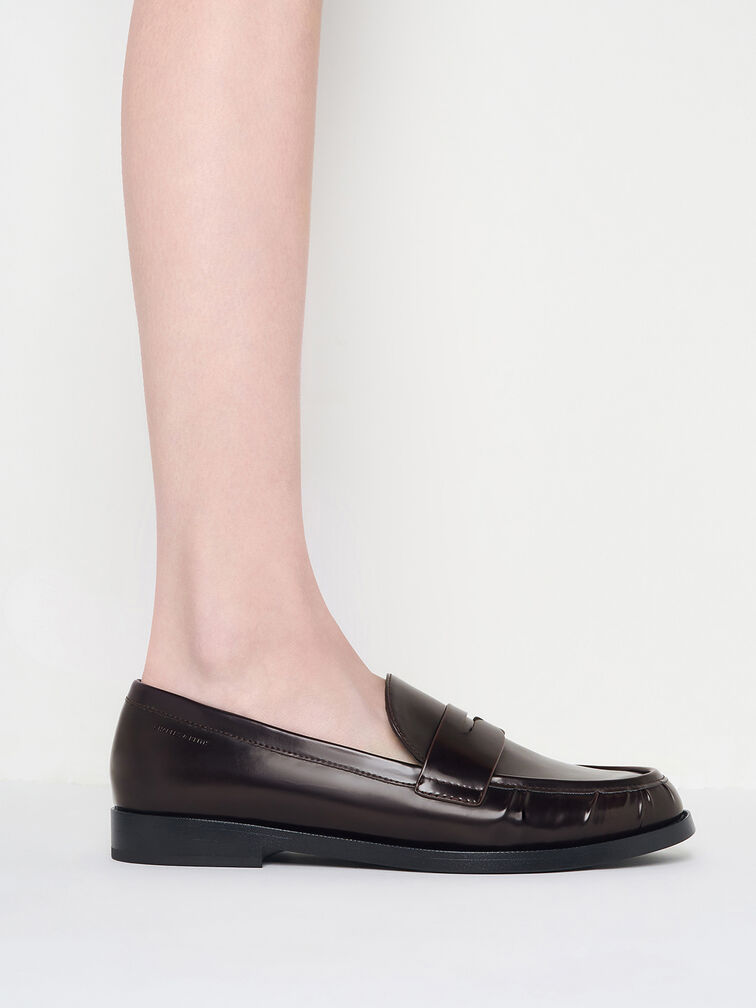 Mocasines penny efecto arrugado, Burgundy, hi-res