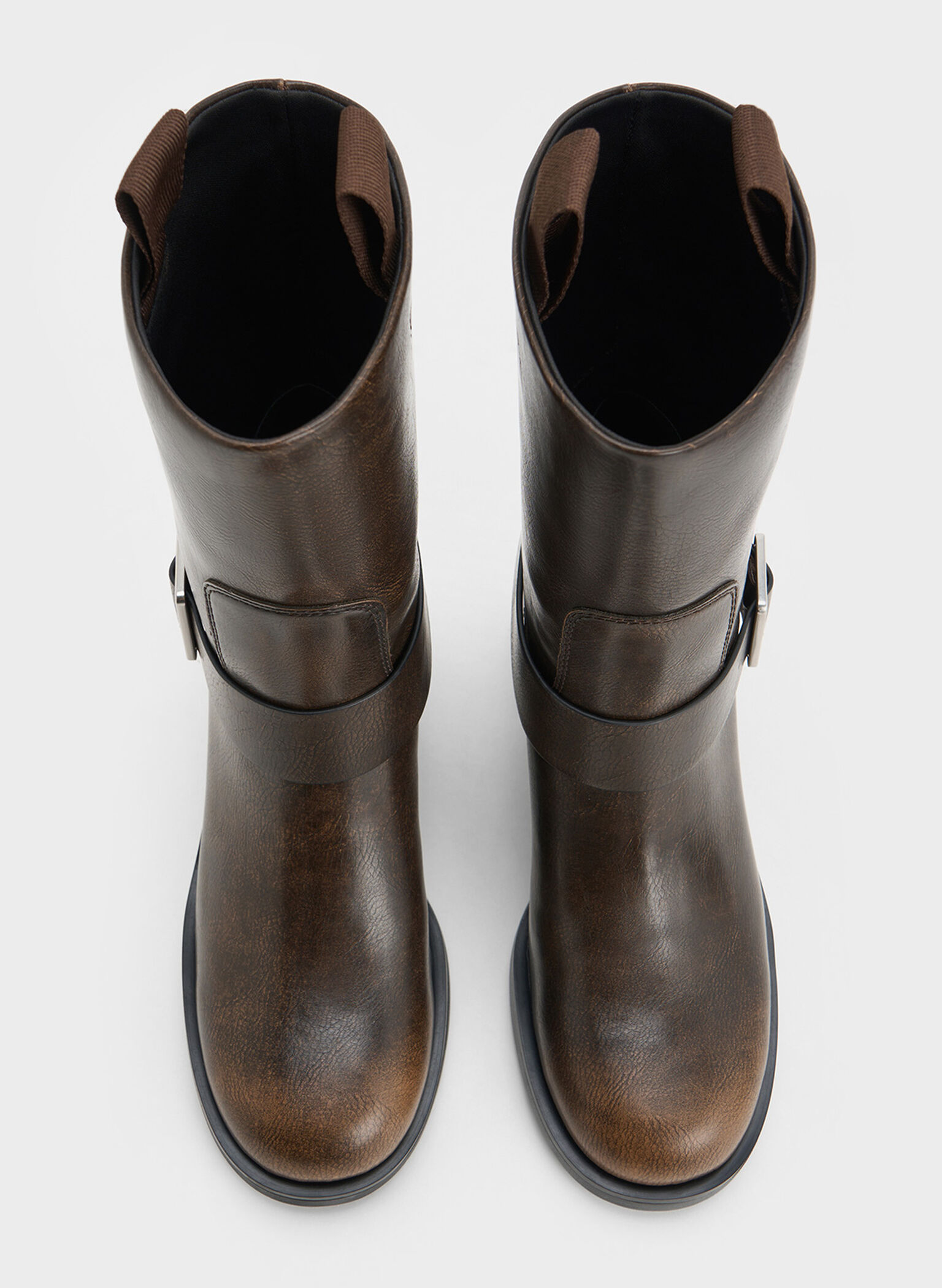 Kailey Side-Buckle Ankle Boots, Dark Brown, hi-res