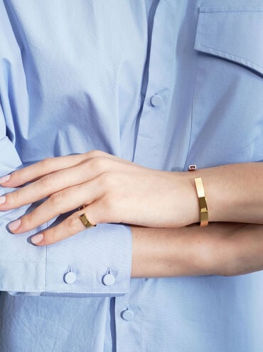 Swarovski® Crystal Cuff Bracelet, Gold, hi-res