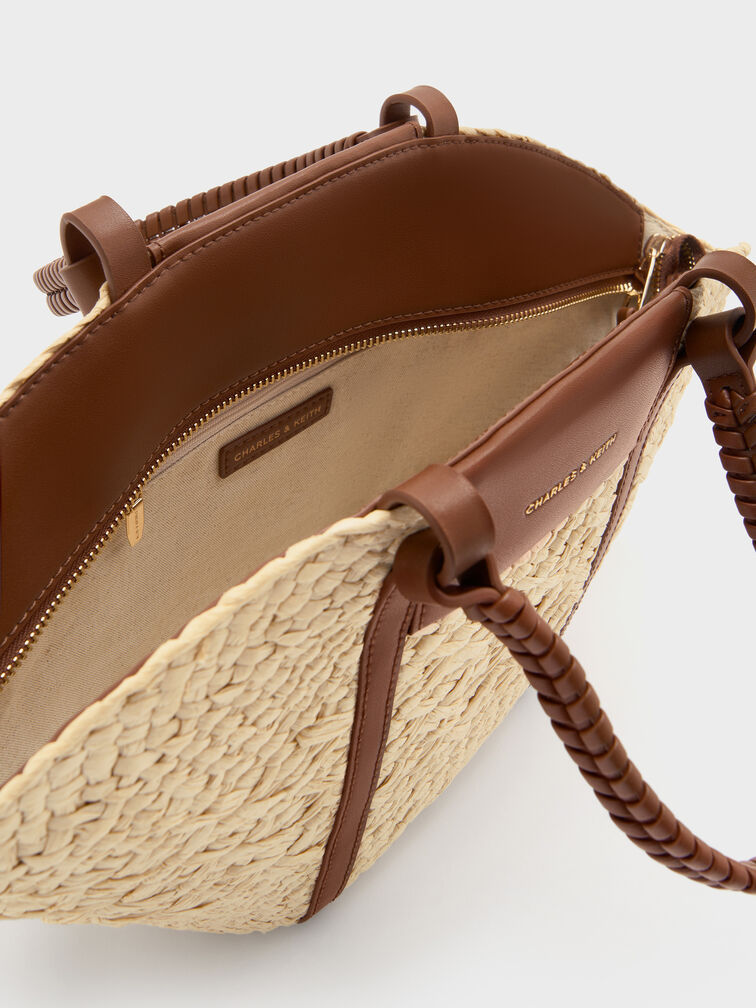 Bolso de rafia tipo cesta Shalia, Rafia natural, hi-res