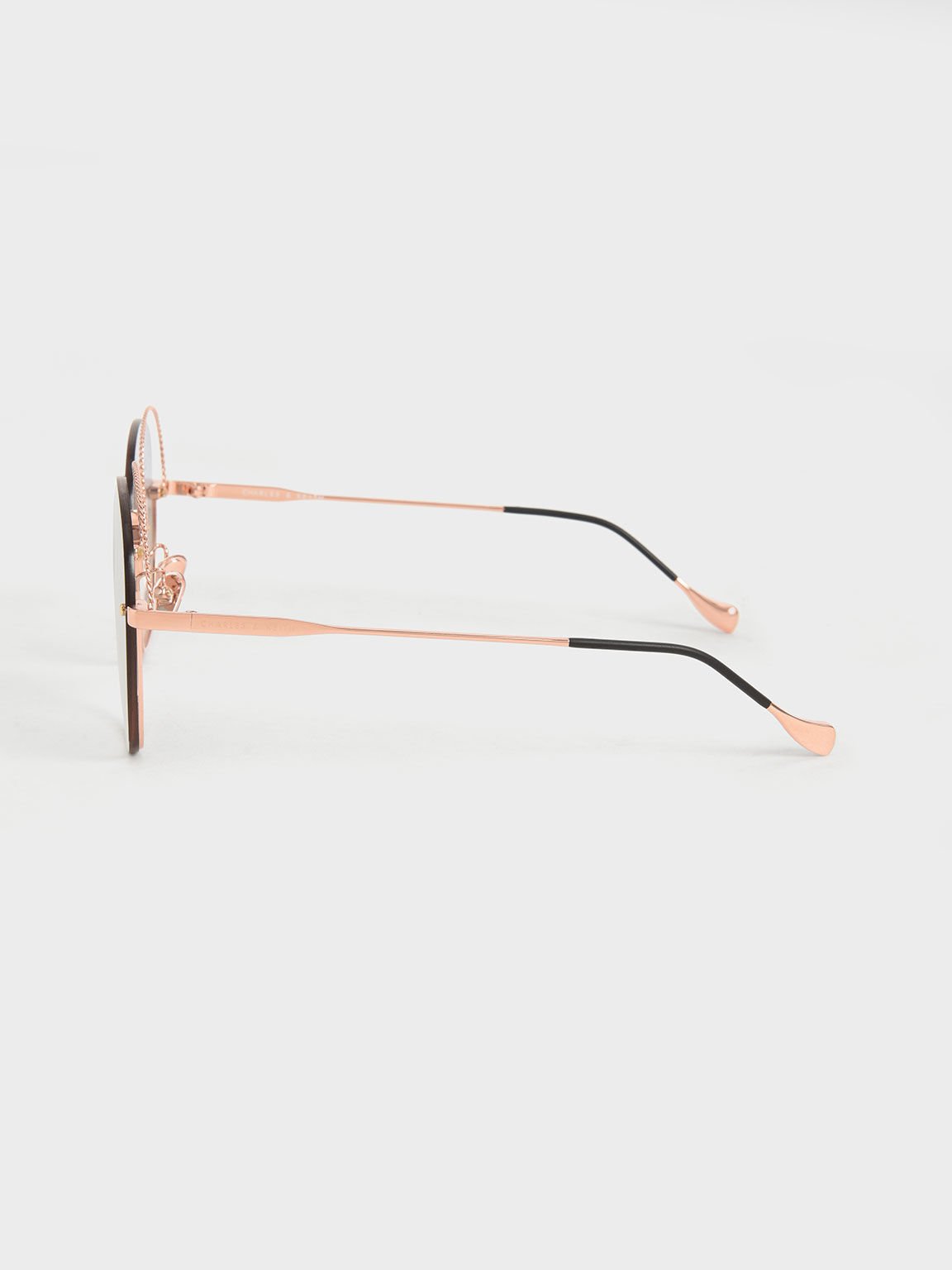 Multi-Tinted Cut-Out Butterfly Sunglasses, Rose Gold, hi-res