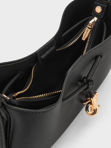 밀라 메탈릭 노트 숄더백, 블랙, hi-res