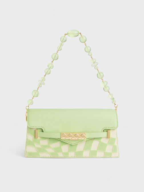 Mini Sabrina Checkered Envelope Shoulder Bag, Mint Green, hi-res