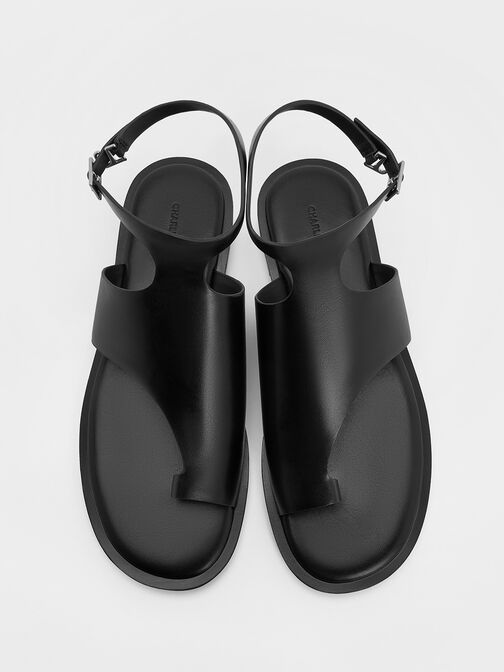 Ankle-Strap Toe-Ring Sandals, Black, hi-res
