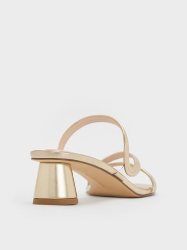 Arden Metallic Wavy Strap Mules, Light Gold, hi-res