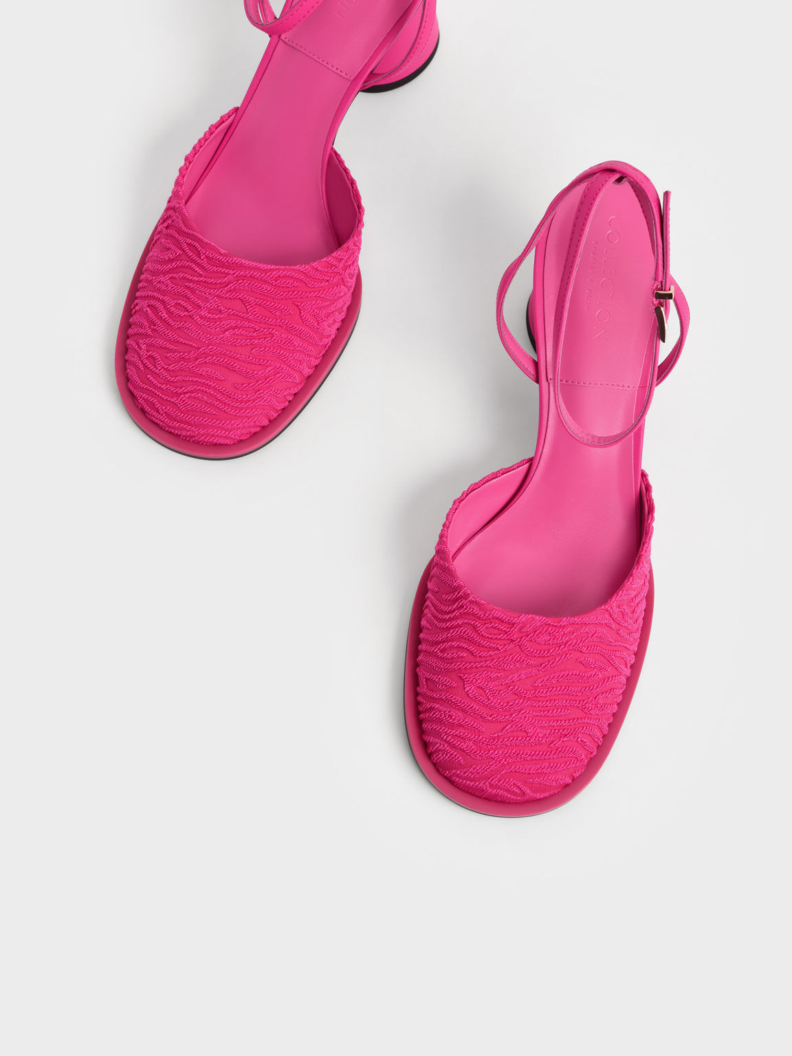 Jacquard Ankle-Strap Pumps, Pink, hi-res