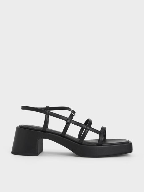 Selene Strappy Sandals, Black, hi-res