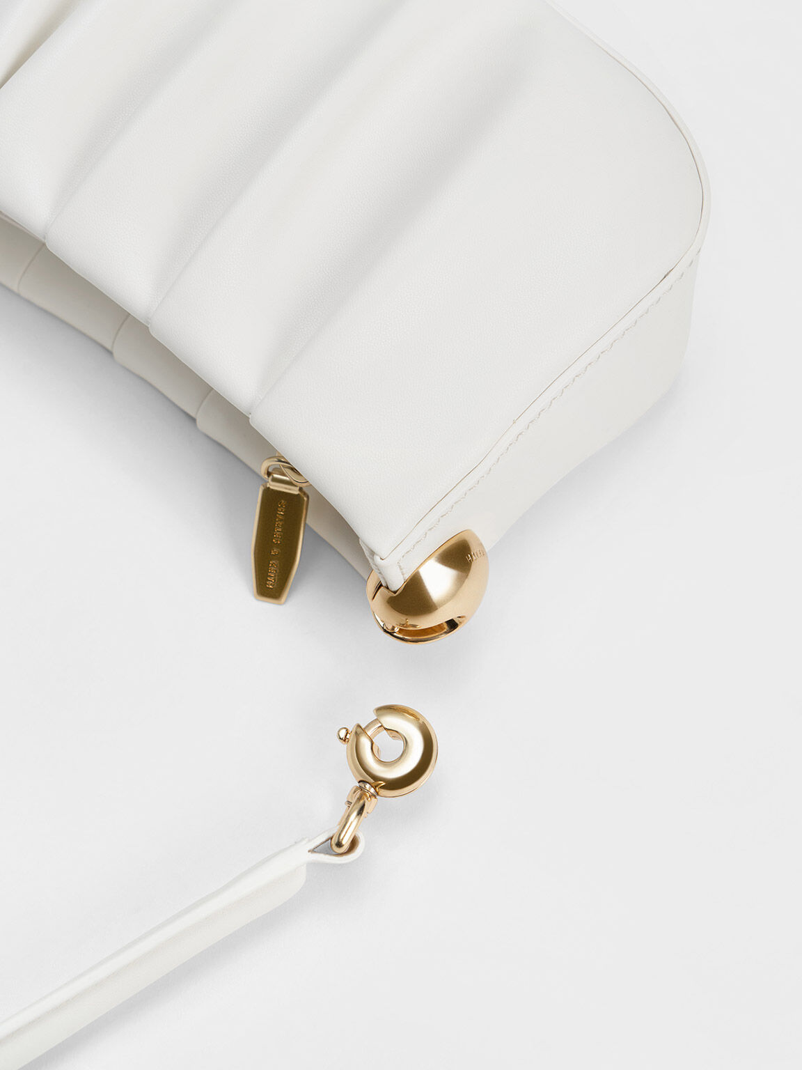 Aldora Ruched Shoulder Bag, White, hi-res